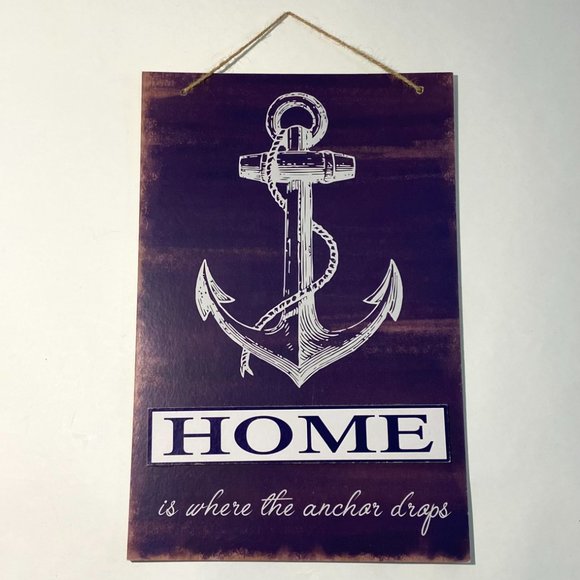 Wall Decor Wooden Sign HOME IS WHERE THE ANCHOR DROPS 13*9" - Picture 3 of 10